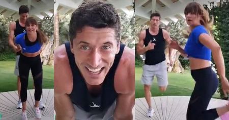 Pobudzona Anna Lewandowska motywuje męża podczas wspólnego treningu: "TEŚCIOWA PATRZY"