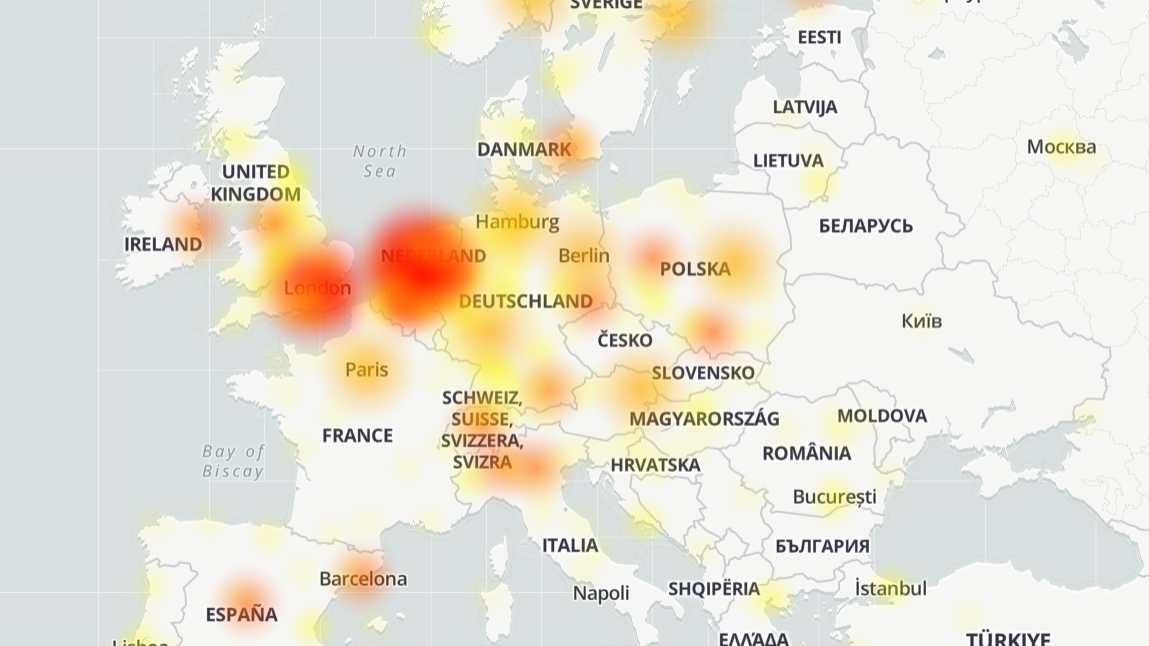 Awaria Spotify w Europie, źródło: downdetector