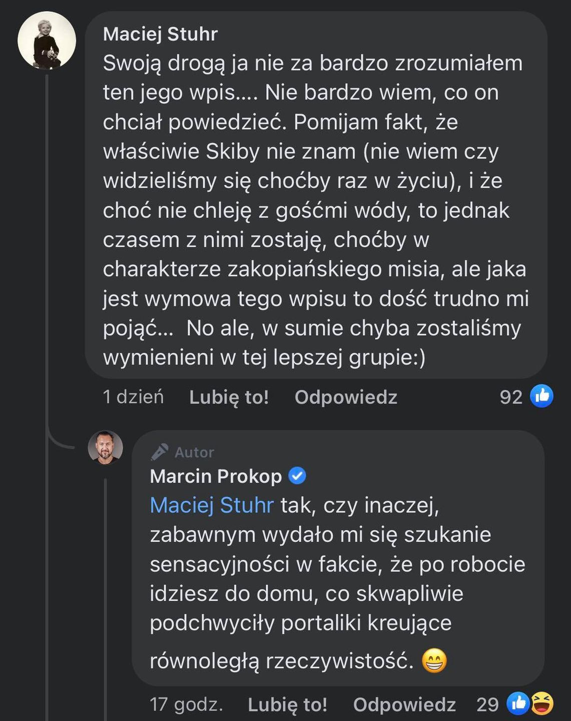 Maciej Stuhr odniósł się do wywodów Krzysztofa Skiby