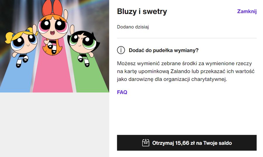 Inna przykładowa wycena z Zalando Pre-Owned