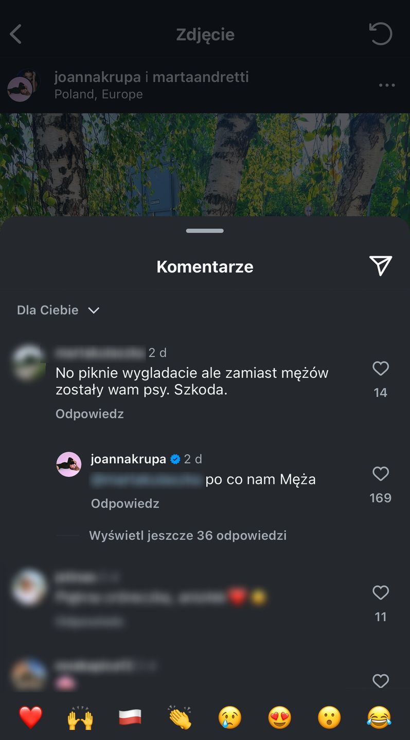 Joanna Krupa odpowiedziała internautce, która wspomniała o jej mężu