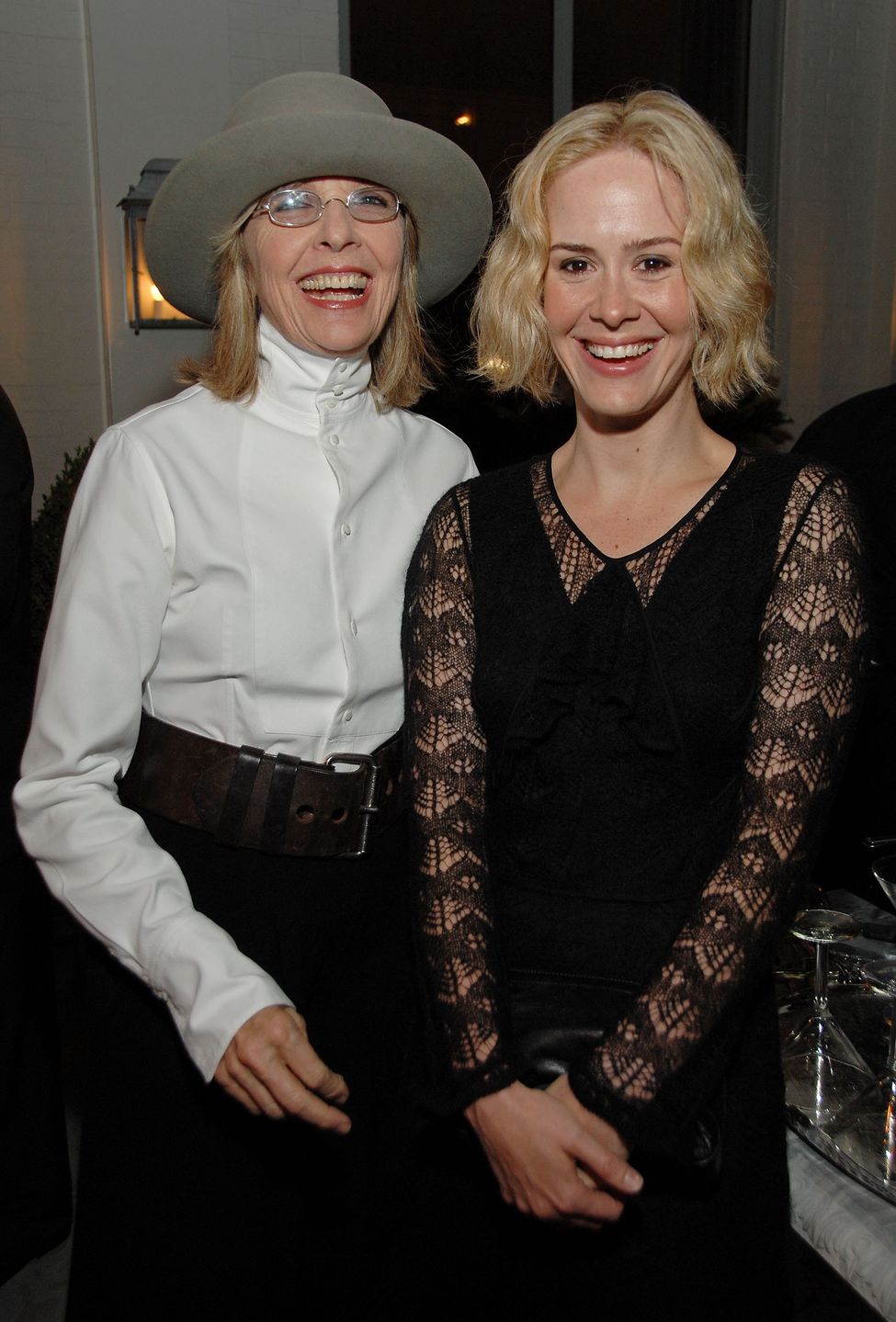 Oceana's 2008 Partners Award Gala - Inside(EXCLUSIVE, Premium Rates Apply) PACIFIC PALISADES, CA - OCTOBER 18:  ***EXCLUSIVE ACCESS***Actors Diane Keaton (L) and Sarah Paulson attend Oceana's 2008 Partners Award Gala held at a private residence on October 18, 2008 in Pacific Palisades, California.  (Photo by John Shearer/WireImage)John Shearer