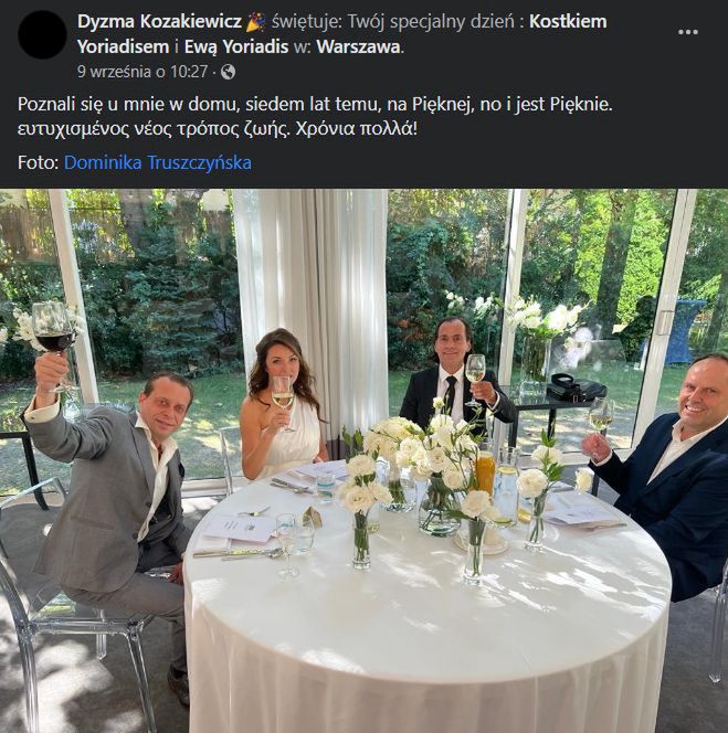 Ewa Coll jest teraz żoną Kostka Yoriadisa