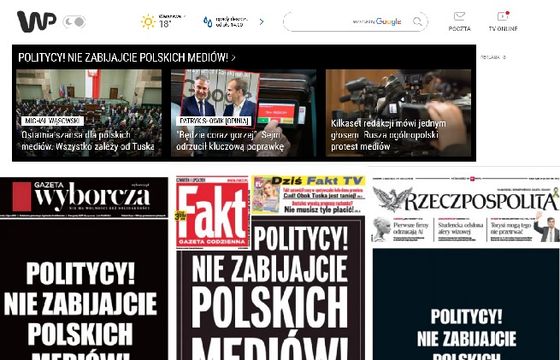 Media wspólnie przeciw zmianom w prawie autorskim. Tak wyglądają okładki gazet i strony główne