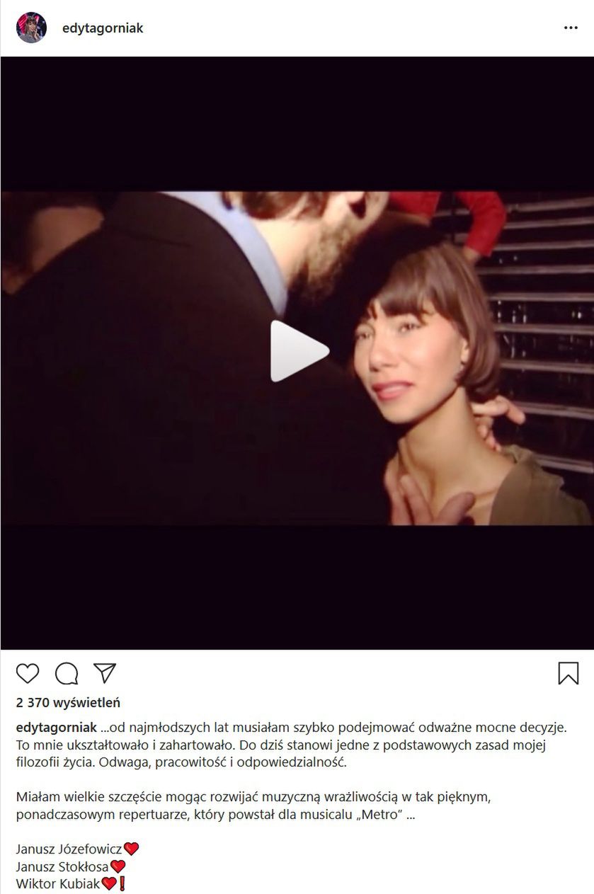 Edyta Górniak wspomina występy w musicalu "Metro" Janusza Józefowicza