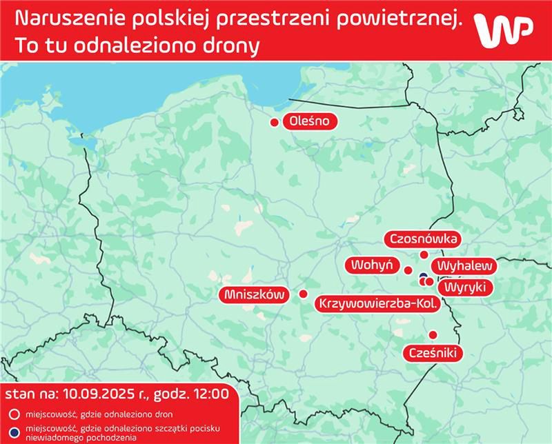 Gdzie znaleziono szczątki dronów?