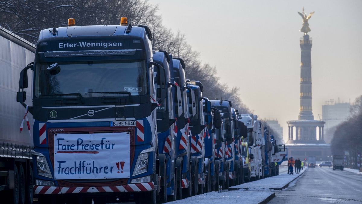 Protest przewoźników w Berlinie