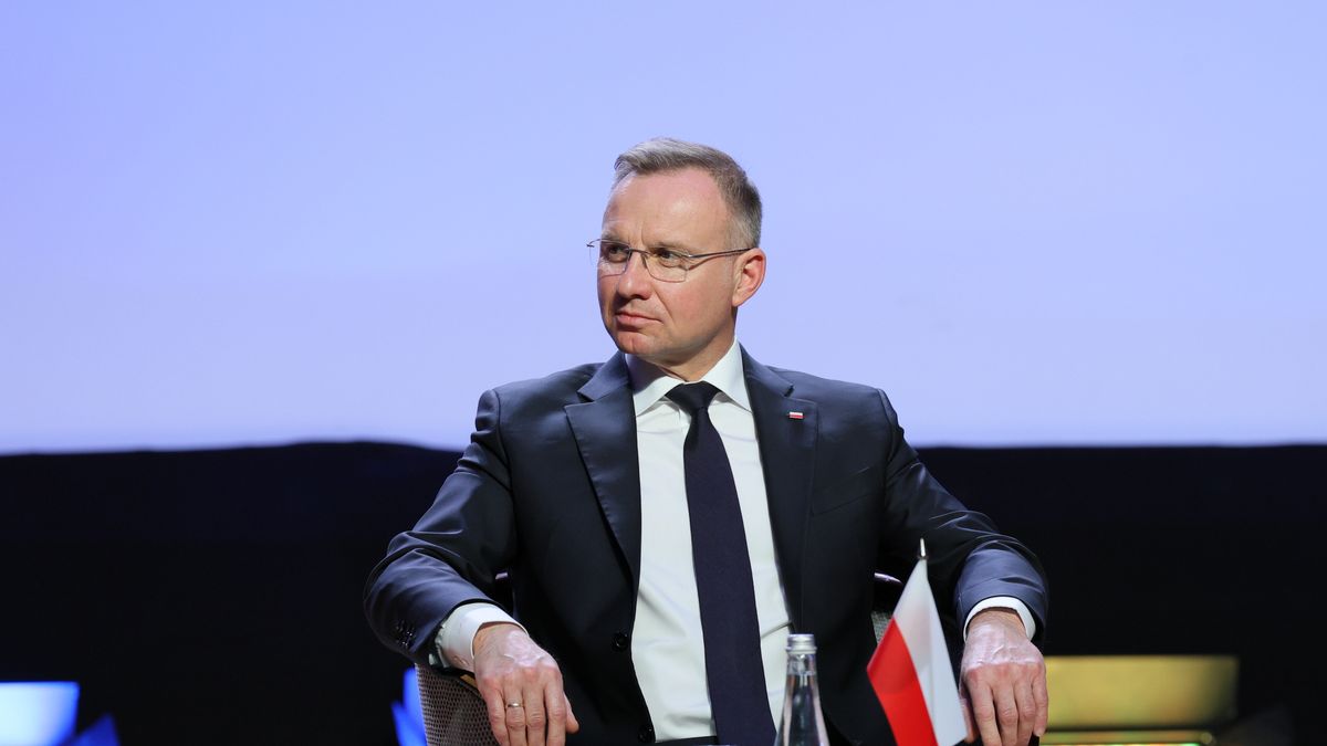 Kowno, Litwa, 26.04.2024. Prezydent RP Andrzej Duda na konferencji "The Idea of Europe Forum", 26 bm. w Kownie. (aldg) PAP/Paweł Supernak