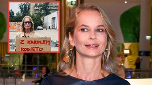 Magdalena Cielecka idzie na Wielki Marsz Patriotów. Z takim banerem