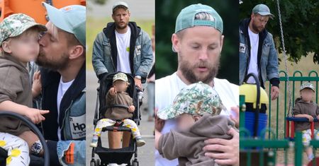 Posępny Sebastian Fabijański spędza czas z synem na placu zabaw (ZDJĘCIA)