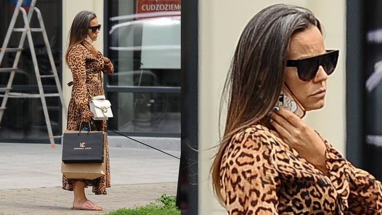 Anna Mucha załatwia sprawunki w Warszawie