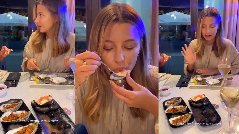 Julia Wieniawa delektuje się ostrygami