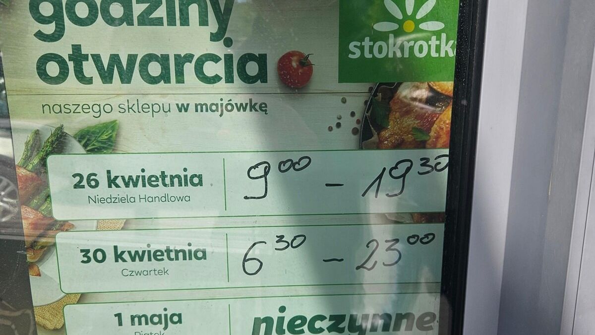 Godziny otwarcia Stokrotki w majówkę 2026