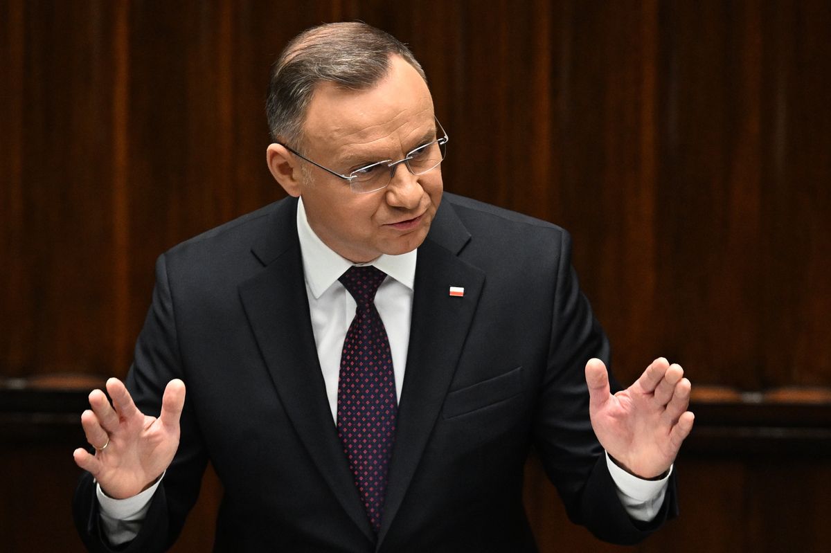 Prezydent Andrzej Duda przemawiał na sali sejmowej podczas posiedzenia inaugurującego X kadencję Sejmu