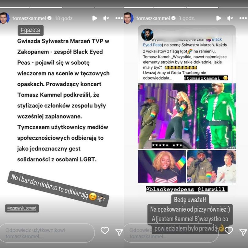 Tęczowe opaski na "Sylwestrze Marzeń". Tomasz Kammel zabrał głos
