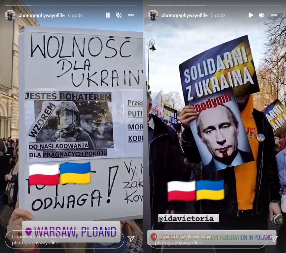 Ida Nowakowska i Joanna Kurska na proteście przeciwko wojnie w Ukrainie 