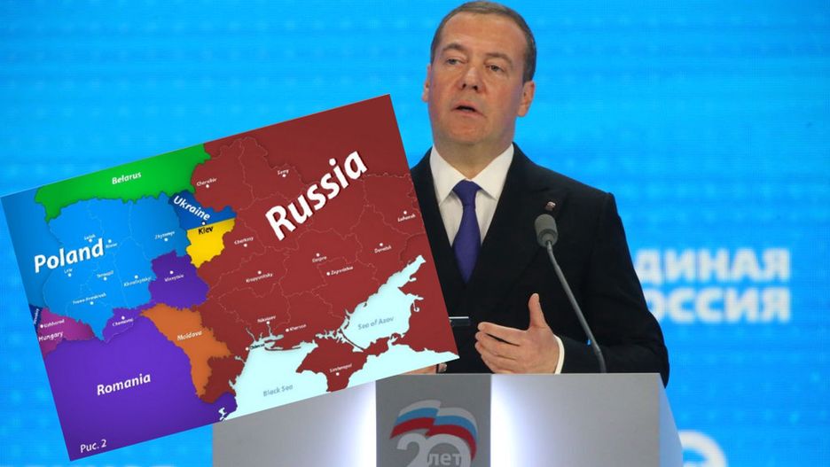Miedwiediew znowu szokuje. Pokazał swoją mapę Ukrainy