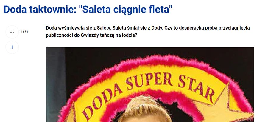 Doda: Saleta ciągnie fleta.