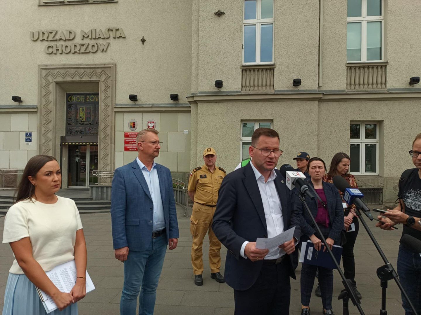Konferencja z udziałem prezydenta Chorzowa dotycząca zamknięcia estakady w Chorzowie