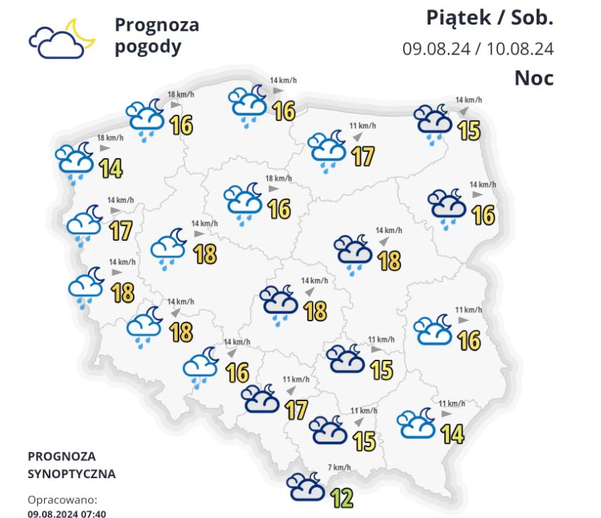 Najbliższa noc znów może być deszczowa