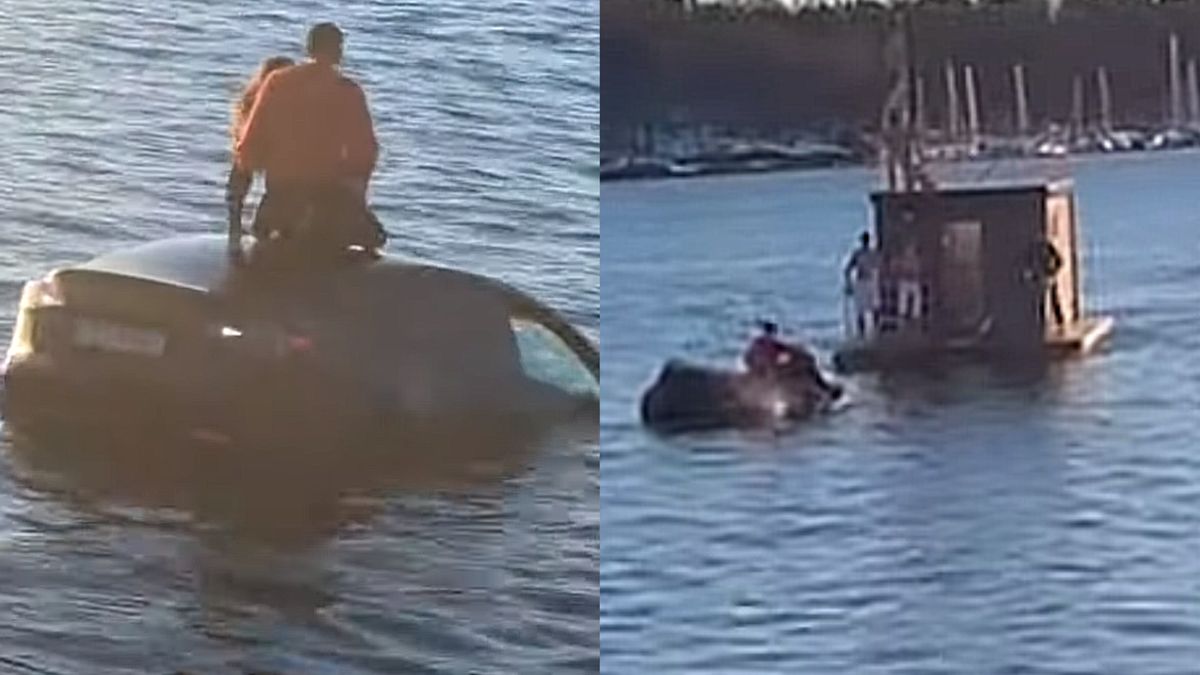 Wpadli teslą do morza. Na ratunek przypłynęła... sauna