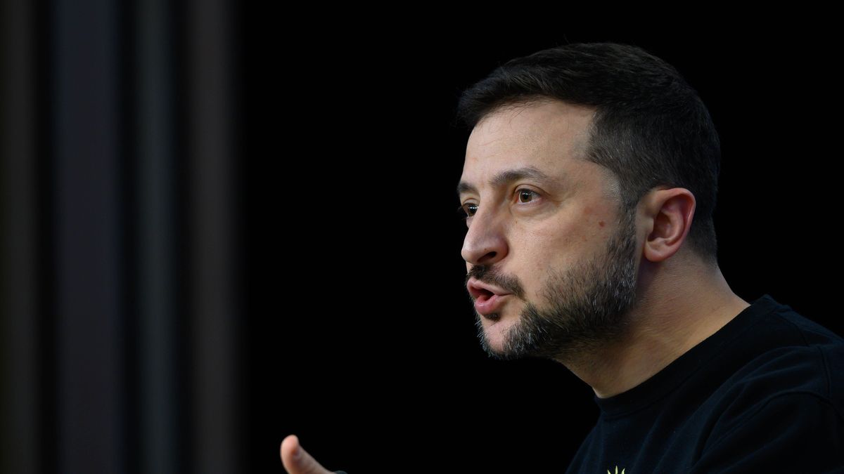 Ukraine's president Volodymyr Zelensky gives a press conference on the sidelines of the European Council Summit in Brussels, Belgium, on October 17, 2024. (Photo by Jonathan Raa/NurPhoto via Getty Images)