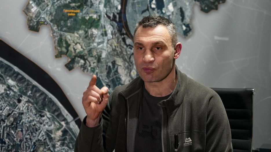 TemporaryVitali Klitschko, Kyiv Mayor and former heavyweight champion gestures while speaking during his interview with the Associated Press in his office in the City Hall in Kyiv, Ukraine, Sunday, Feb. 27, 2022. A Ukrainian official says street fighting has broken out in Ukraine's second-largest city of Kharkiv. Russian troops also put increasing pressure on strategic ports in the country's south following a wave of attacks on airfields and fuel facilities elsewhere that appeared to mark a new phase of Russia's invasion. (AP Photo/Efrem Lukatsky)AP