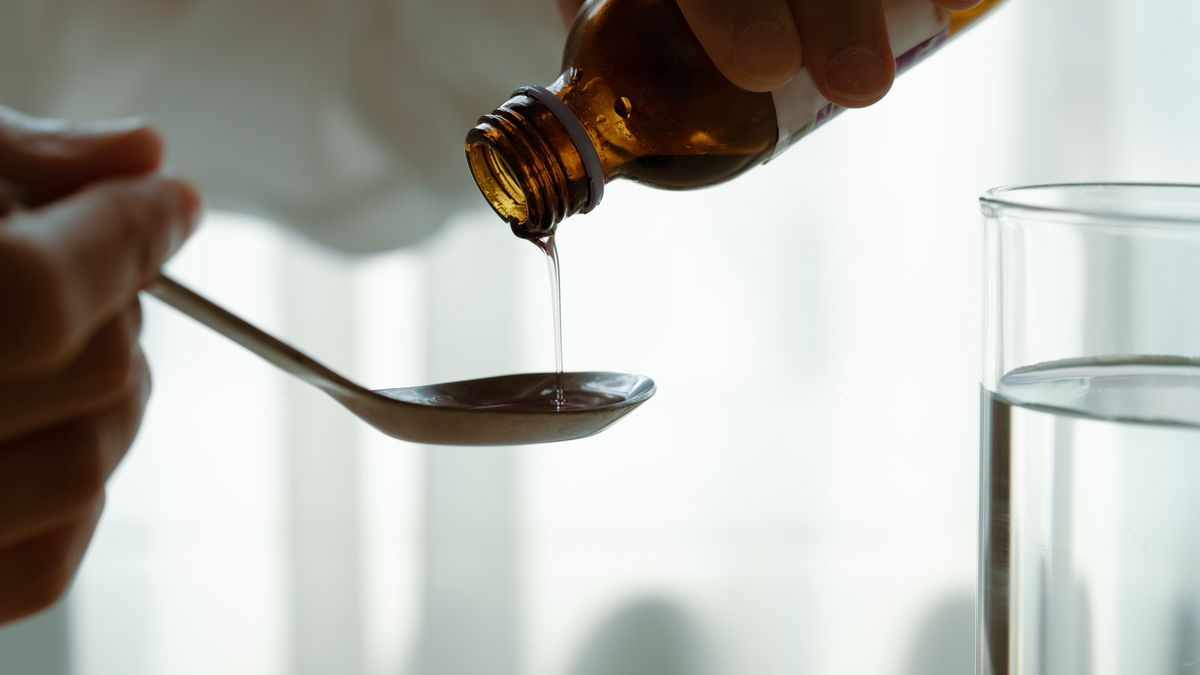 Woman hand pouring medication or cough syrup from bottle to spoo
Cavan Images
alcohol, baby, background, beverage, cold, concept, cough, cure, disease, drug, female, flu, foreground, girl, glass, health, healthcare, healthy, ill, little, medical, medication, person, pour, sick, sickness, treatment, unhealthy, unwell, white, woman
