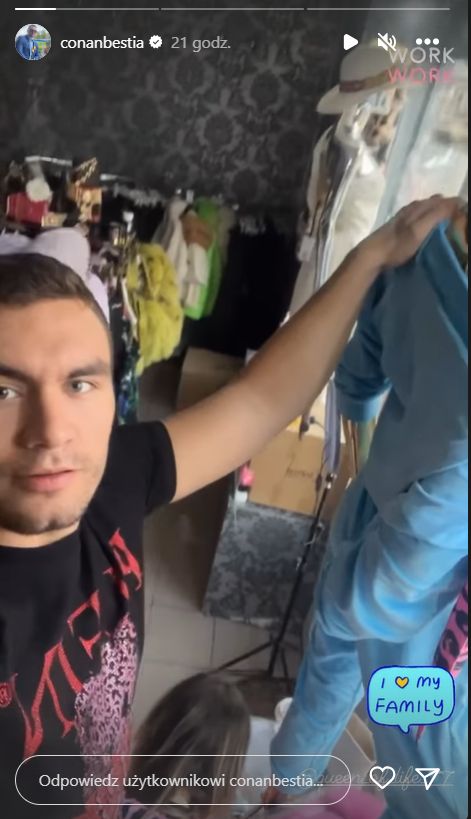 Conan Kaźmierski przeszkadzał matce w pracy (fot. InstaStories)