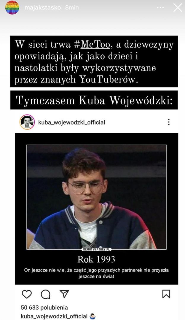 Maja Staśko OBURZONA wpisem Kuby Wojewódzkiego. W tle afera z youtuberami i nieletnimi fankami (FOTO)