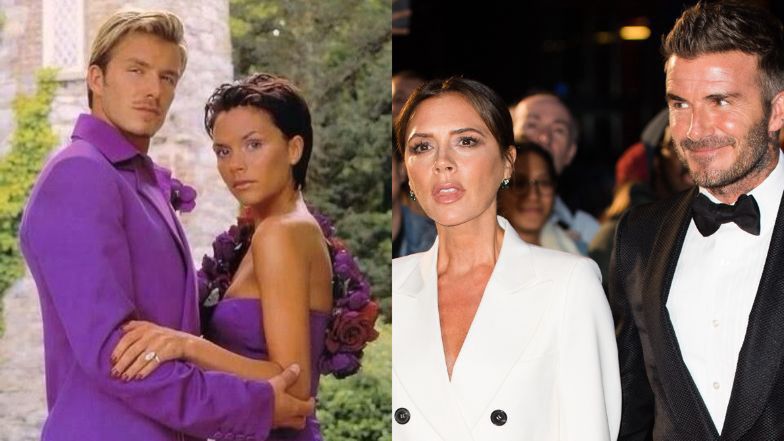 David and Victoria Beckham celebrate their wedding anniversary in outfits from 25 years ago.