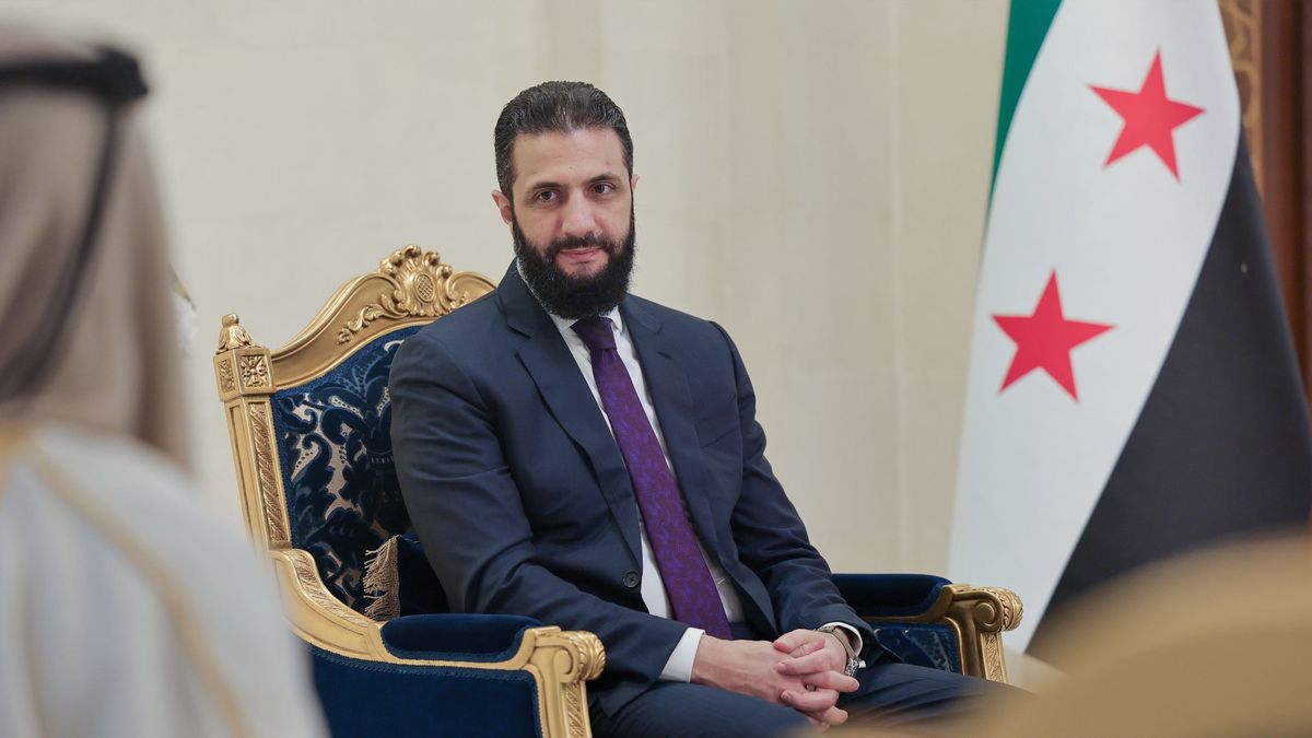 DAMASCUS, SYRIA - DECEMBER 10: (----EDITORIAL USE ONLY  MANDATORY CREDIT - 'SYRIAN PRESIDENCY / HANDOUT' - NO MARKETING NO ADVERTISING CAMPAIGNS - DISTRIBUTED AS A SERVICE TO CLIENTS----) President of Syria Ahmed al-Sharaa receives letter of credence from Khalifa Abdullah Al Mahmoud Al Sharif in Damascus, Syria on October 7, 2025. Syrian Foreign Minister Asaad al-Shaibani also attend the ceremony and meeting. (Photo by Syrian Presidency/Anadolu via Getty Images)