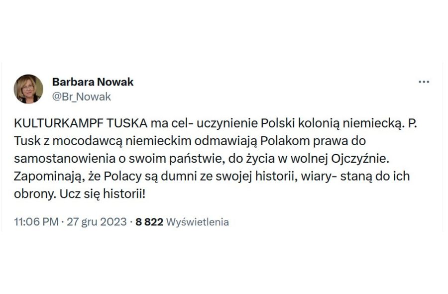 Barbara Nowak obraża Donalda Tuska
