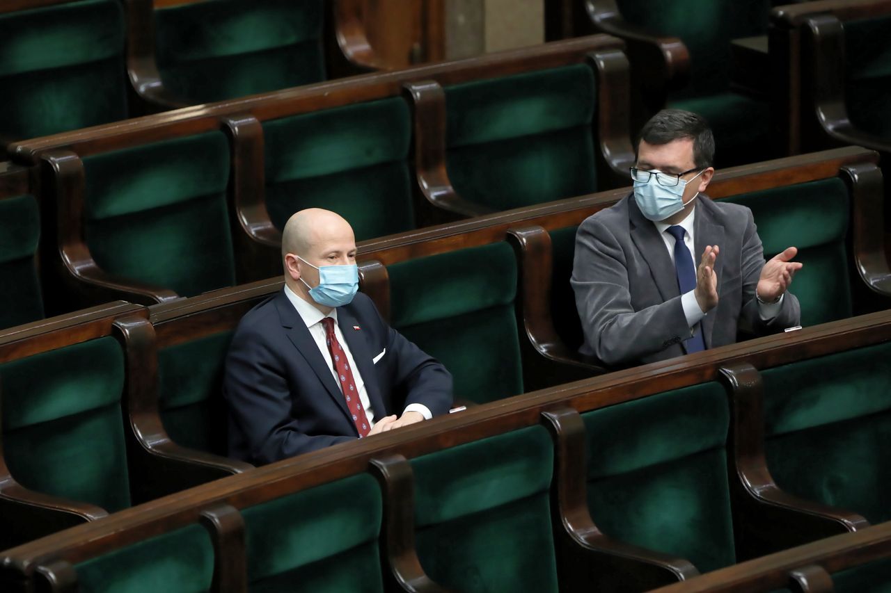 Warszawa, 15.04.2021. Poseł PiS Bartłomiej Wróblewski