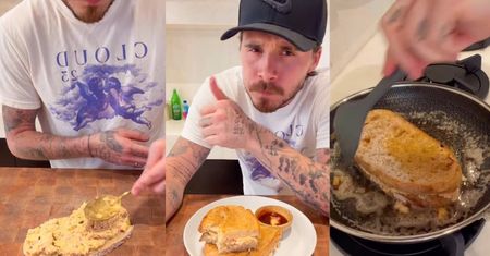 Szef kuchni Brooklyn Beckham "gotuje" kanapkę z tuńczykiem. Internauci kpią: "Co dalej, JAJKO NA TWARDO?" (ZDJĘCIA)