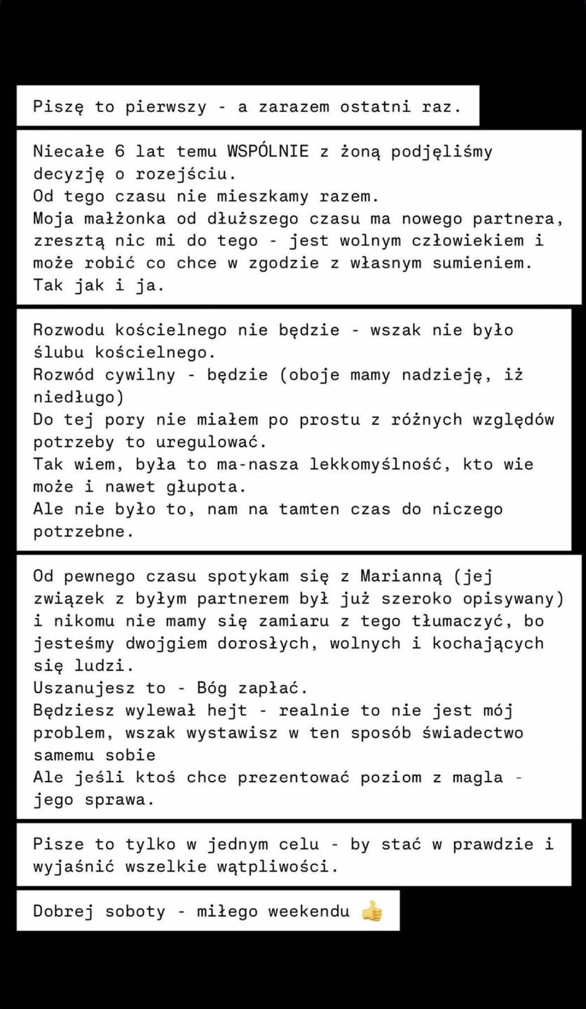 Przemysław Czarnecki potwierdza związek z Marianną Schreiber!