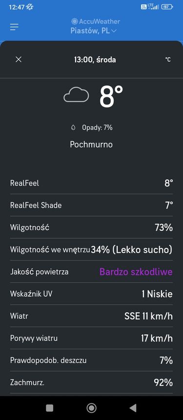 AccuWeather: szczegóły na temat panujących warunków