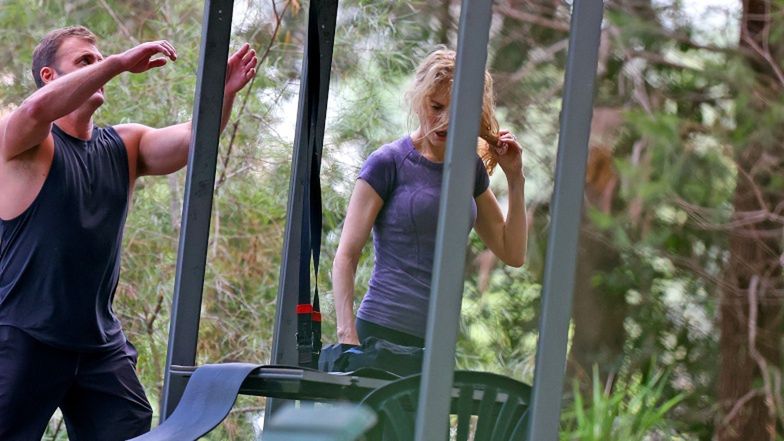 Nicole Kidman ćwiczy na siłowni pod chmurką