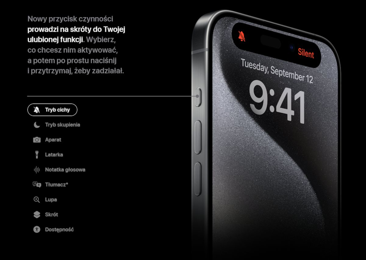 Przycisk czynności w iPhone 15 Pro