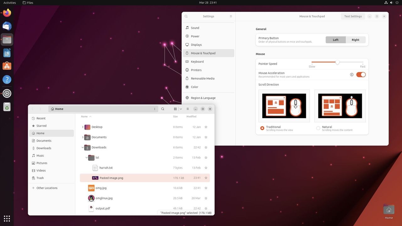 okna Ubuntu 23.04