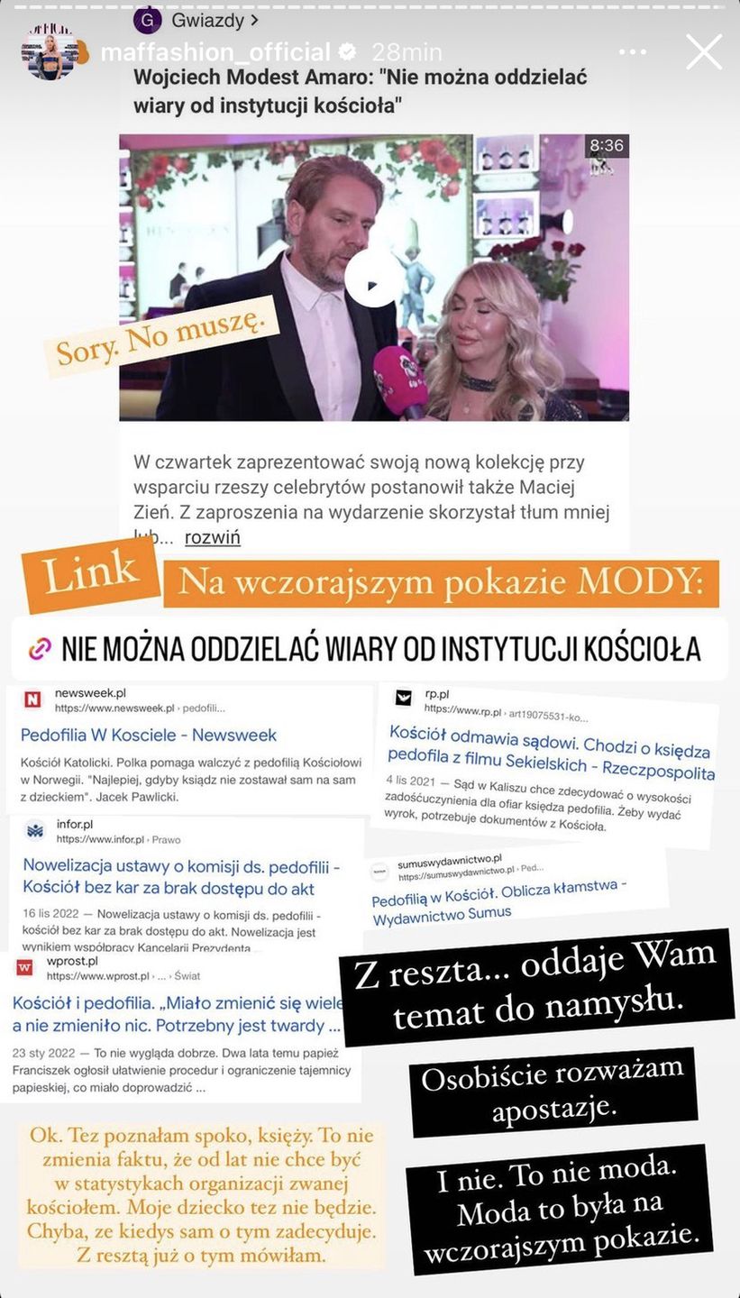 Maffashion wyznała, że "rozważa apostazję"