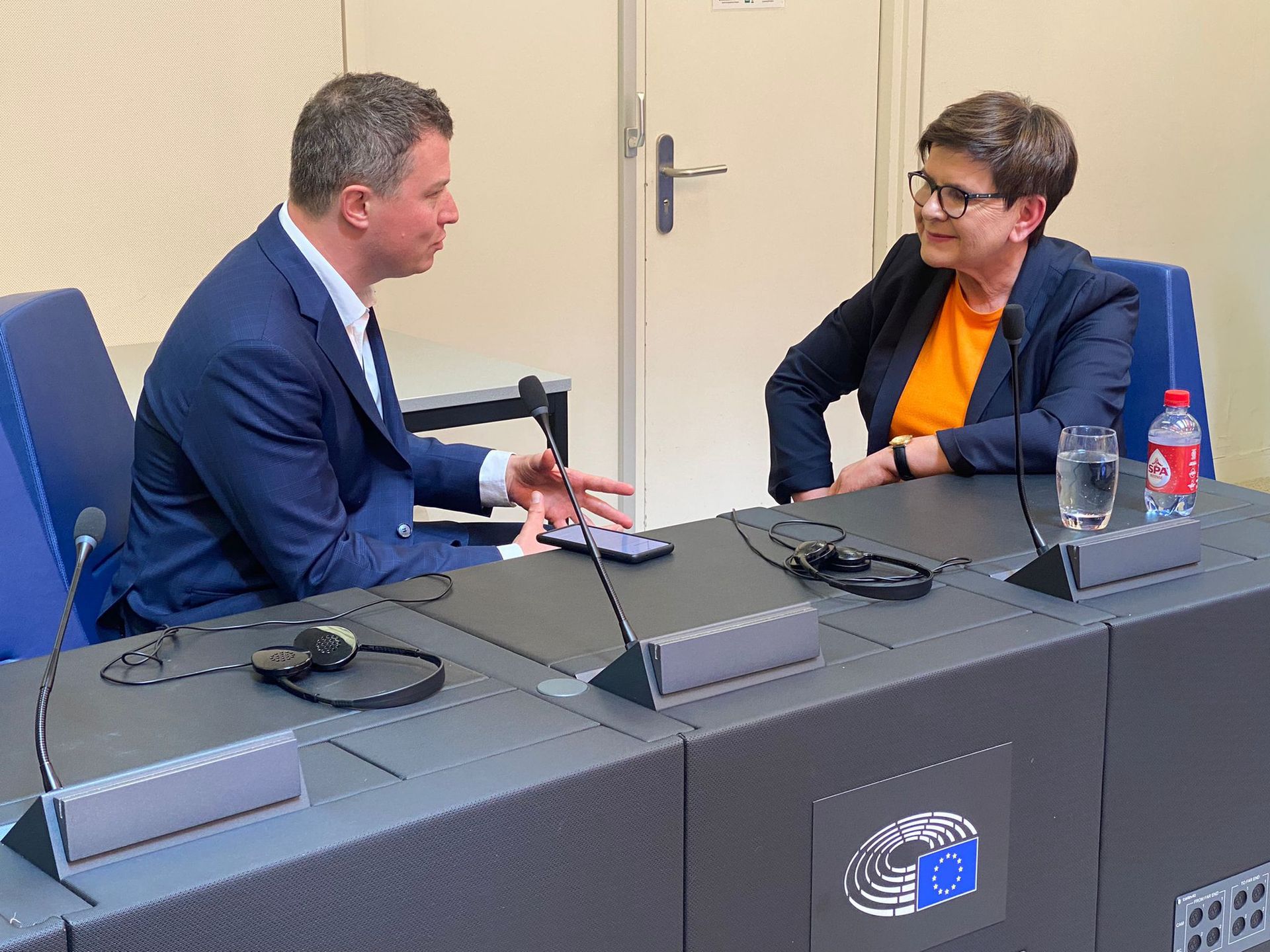 B. premier Beata Szydło podczas wywiadu dla WP w Parlamencie Europejskim w Strasbourgu