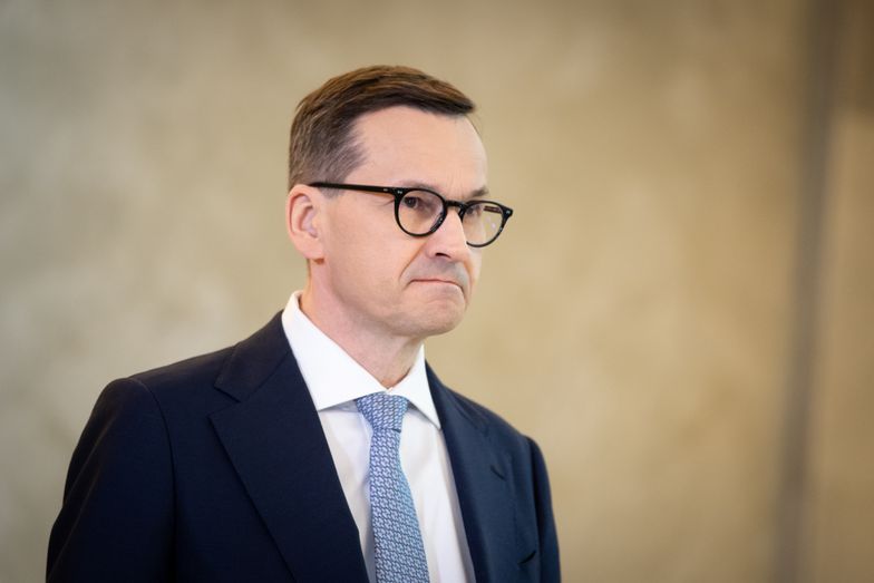 Polish Prime Minister Mateusz Morawiecki at the Chancellery in Warsaw, Poland on May 17, 2022 (Photo by Mateusz Wlodarczyk/NurPhoto via Getty Images)
