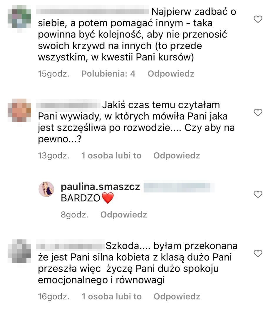 Komentarze pod postem Pauliny Smaszcz