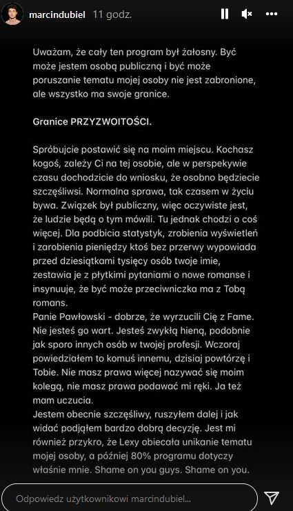 Oświadczenie Marcina Dubiela
