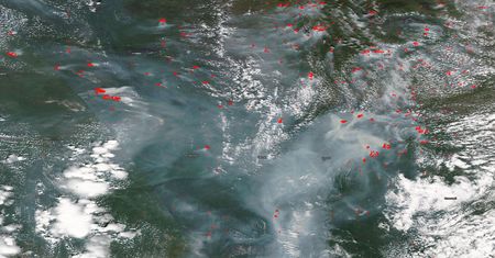 Kłęby dymu na olbrzymim obszarze. NASA pokazuje, skąd pochodzą