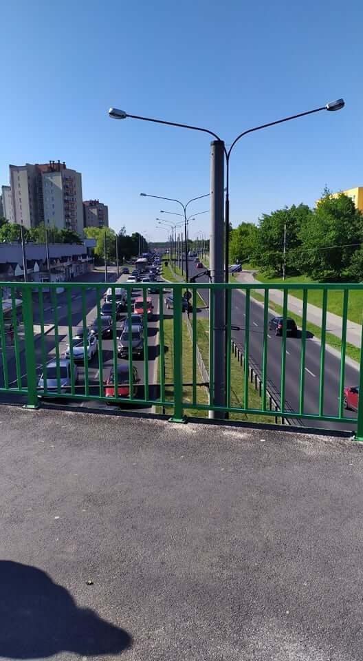 Korek na ul. Armii Krajowej po kolizji na skrzyżowaniu z ul. Bohaterów