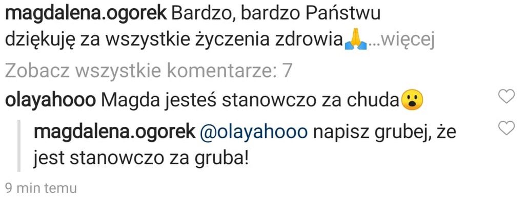 Magdalena Ogórek ostro na Instagramie