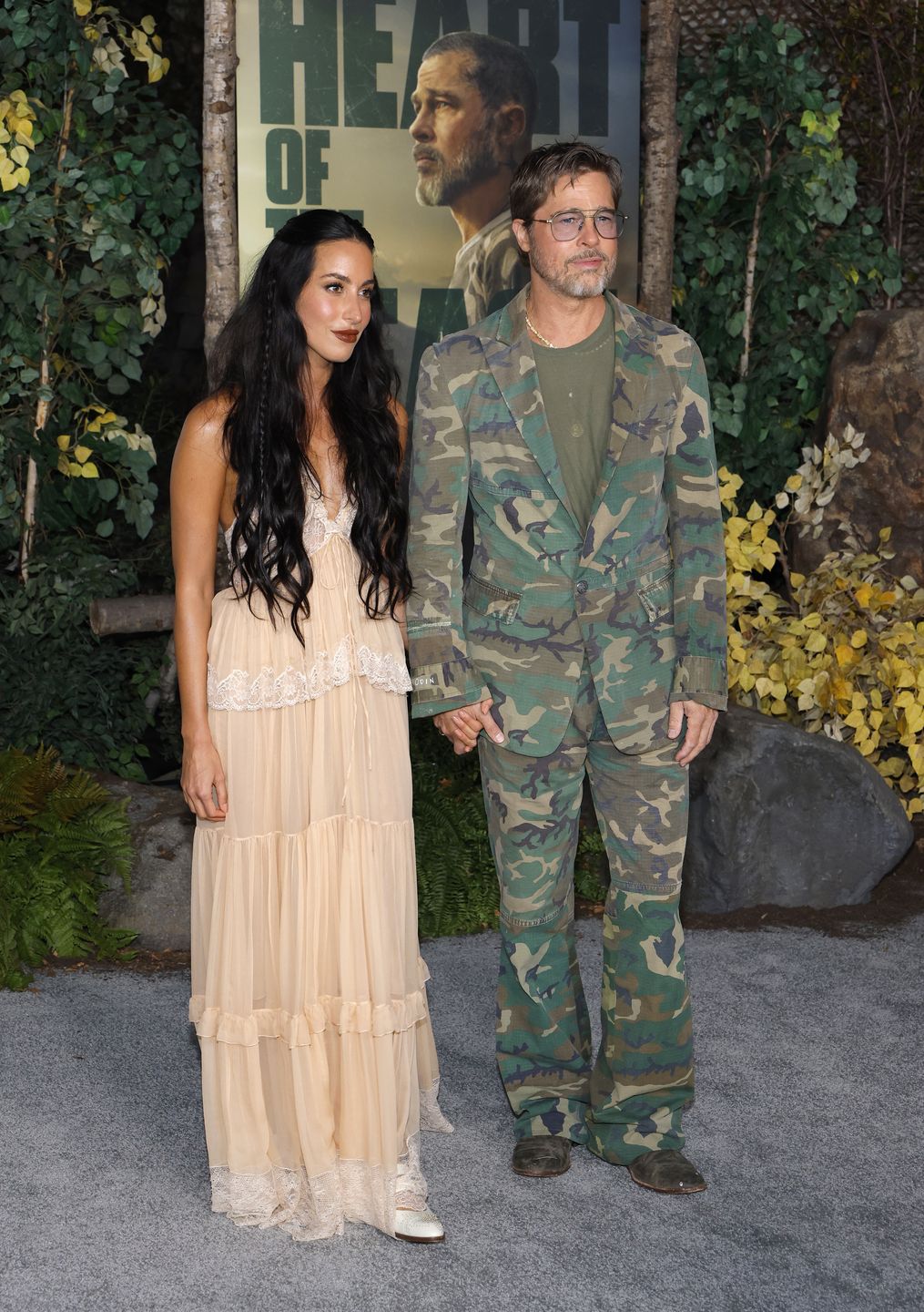 FRANKLIN, TENNESSEE - SEPTEMBER 16: Ines de Ramon and Brad Pitt attend the "Heart Of The Beast" Global Premiere at FirstBank Amphitheater on September 16, 2026 in Franklin, Tennessee. (Photo by Jason Kempin/Getty Images)