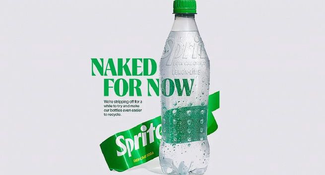Sprite sprzedawany w butelkach bez etykiet